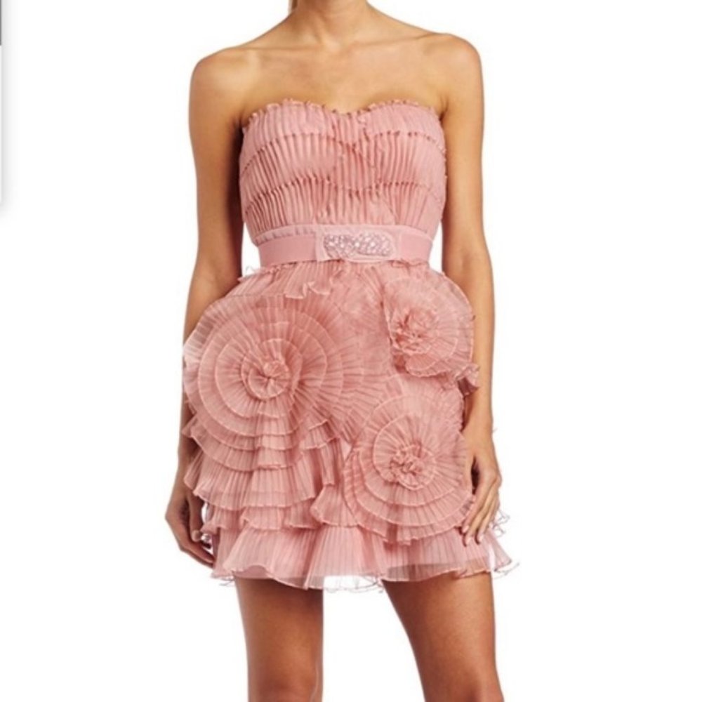 100% silk overlay bustier mini dress